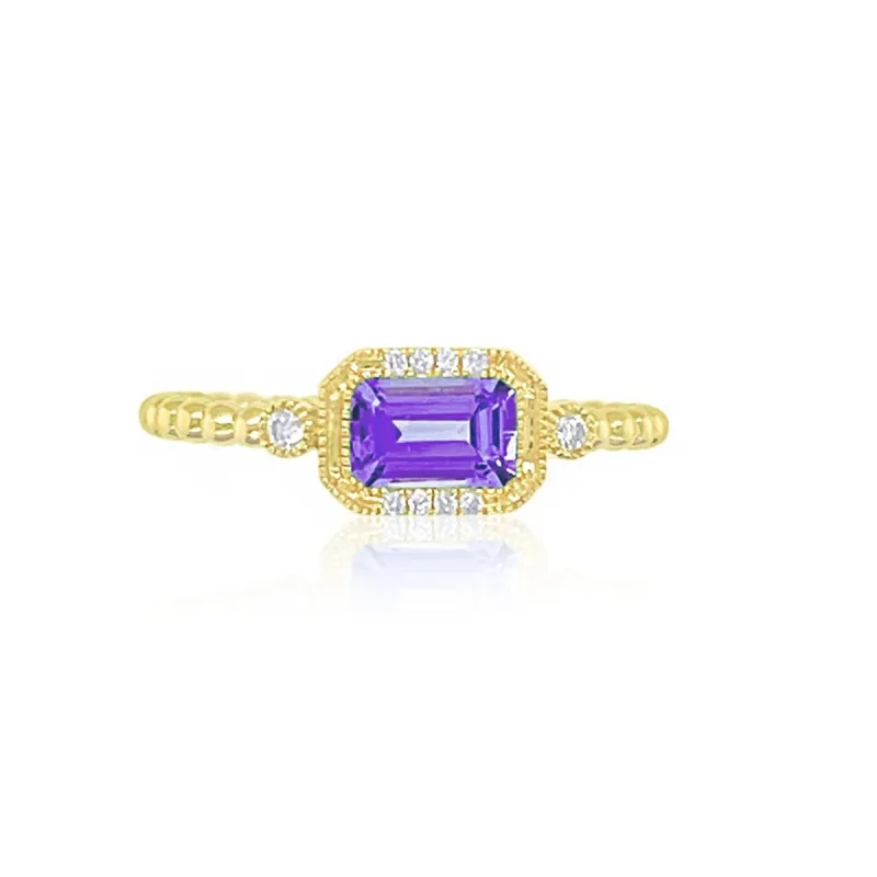 Yellow Gold Amethyst and Diamond Ring- size 6.5 sold by Meira T