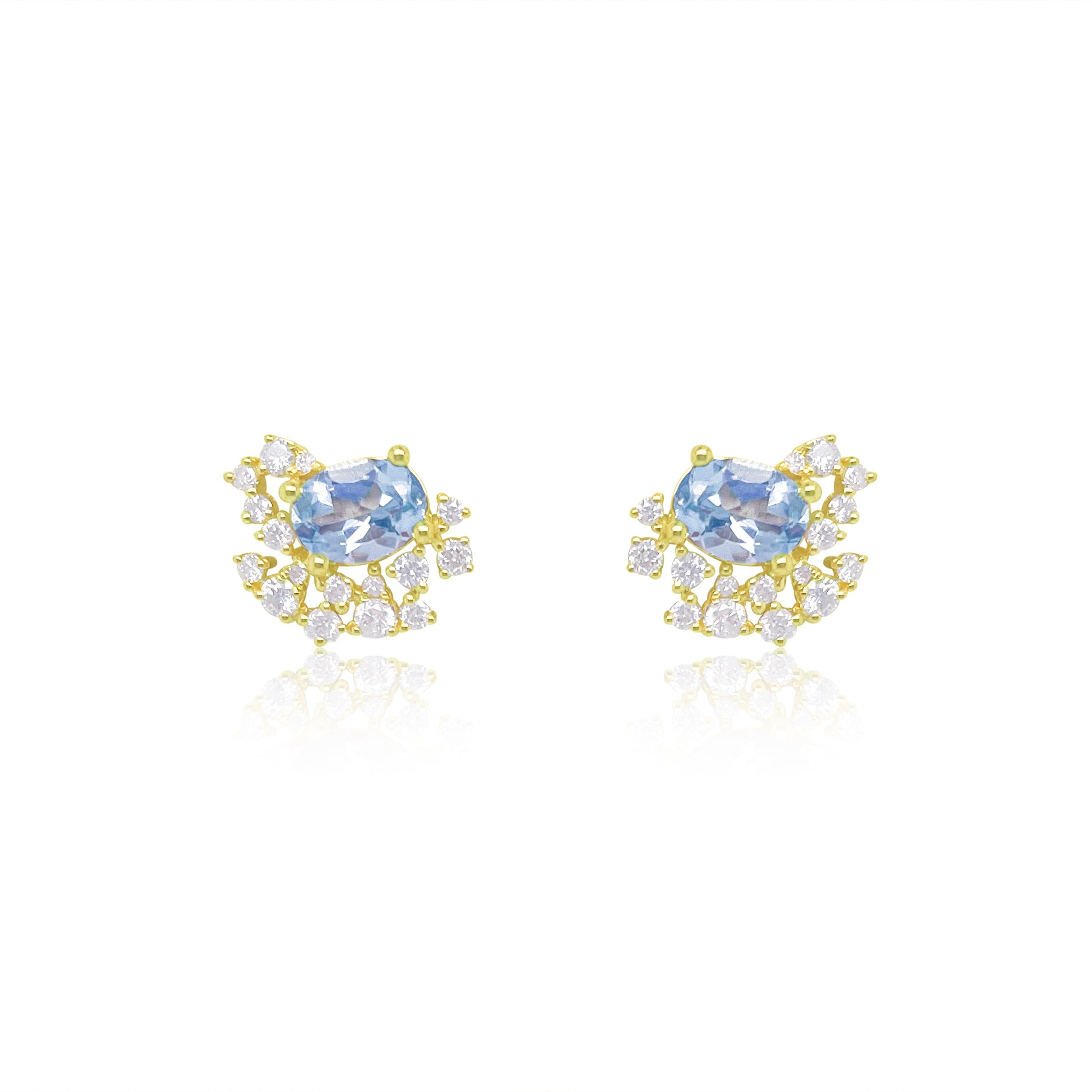 Yellow Gold Diamond and Blue Topaz Studs sold by Meira T