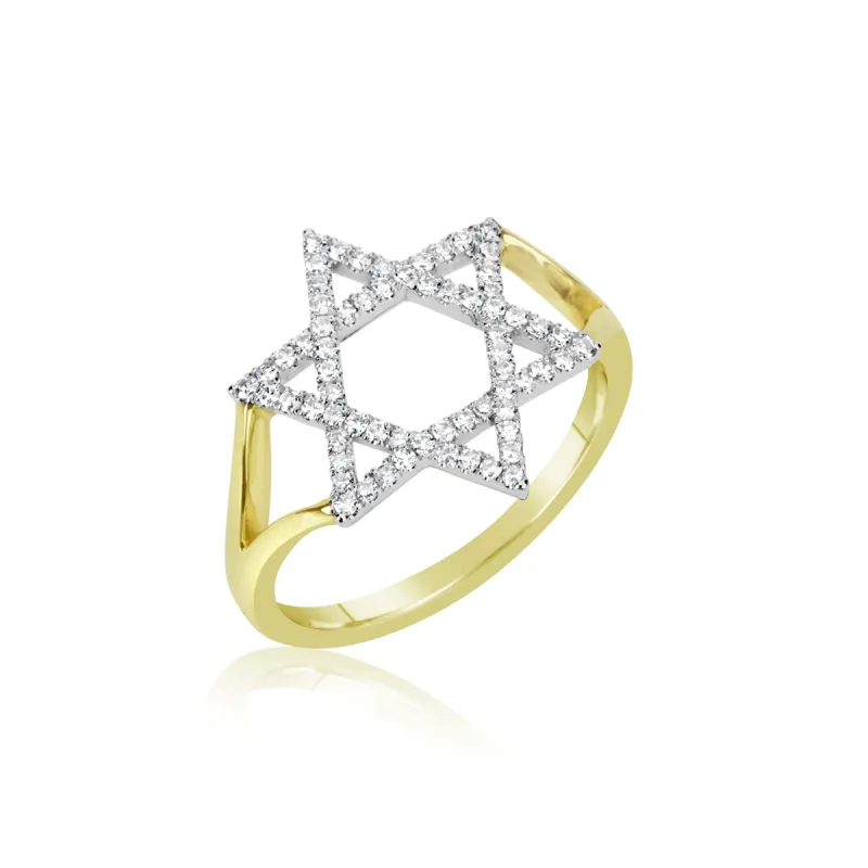 Yellow Gold and Diamond Jewish Star Ring sold by Meira T