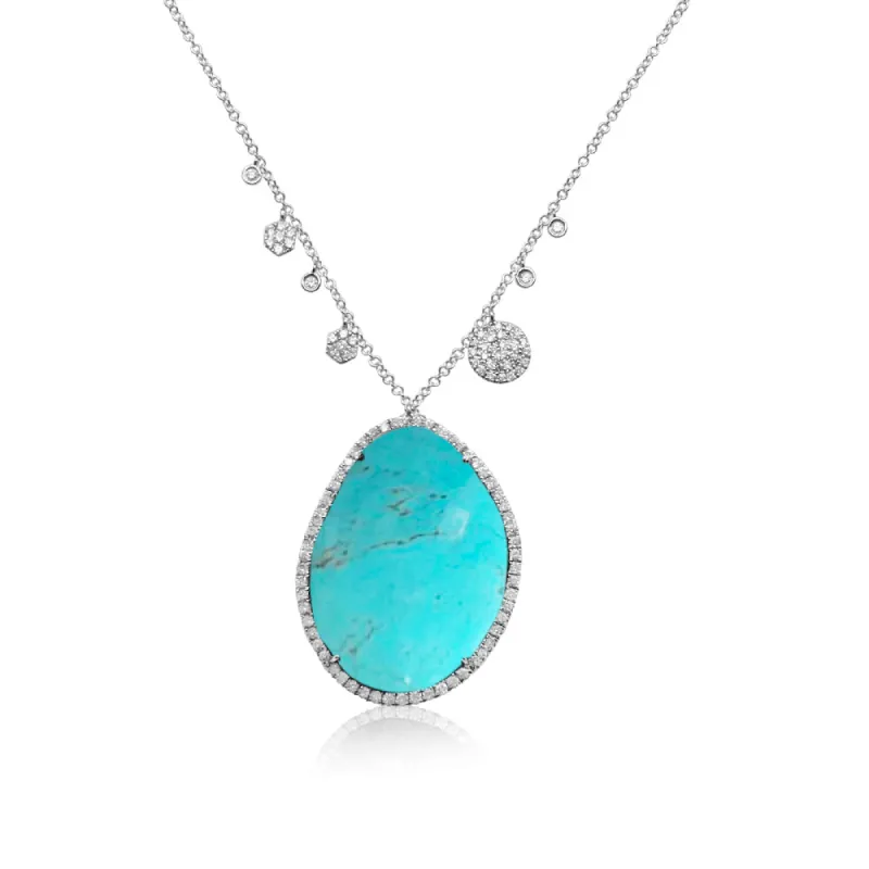 Statement White Gold And Turquoise Necklace sold by Meira T