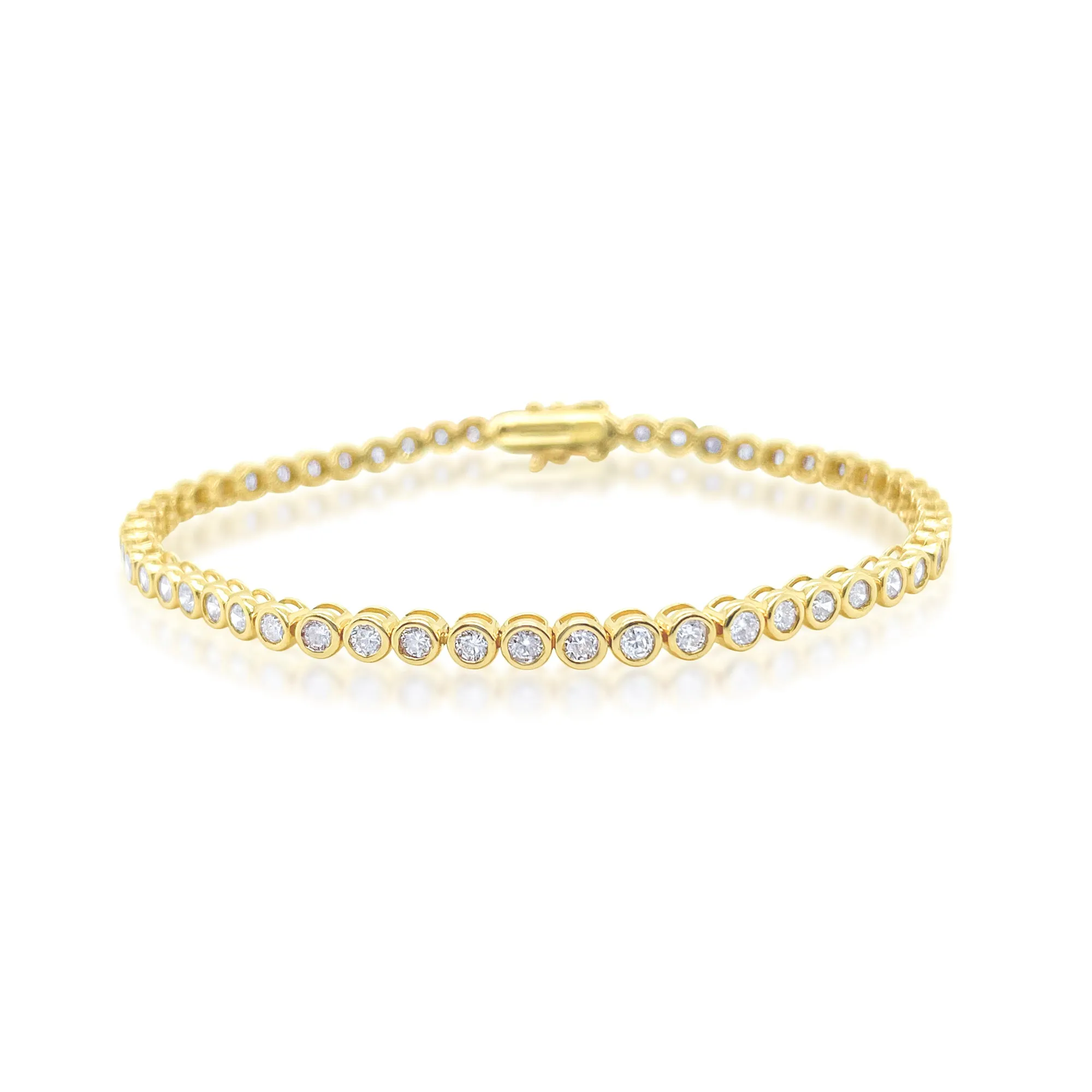 3 cts Yellow Gold Bezel Set Tennis Bracelet LAST ONE sold by Meira T