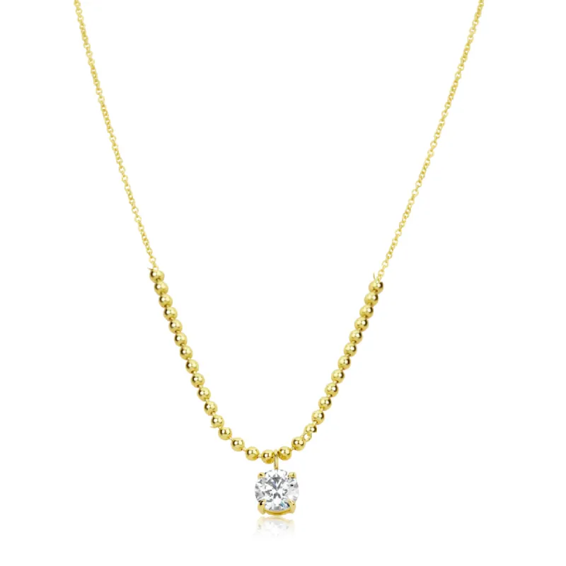 Yellow Gold Ball Chain Diamond Necklace sold by Meira T