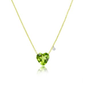 Dainty Peridot Heart Necklace sold by Meira T