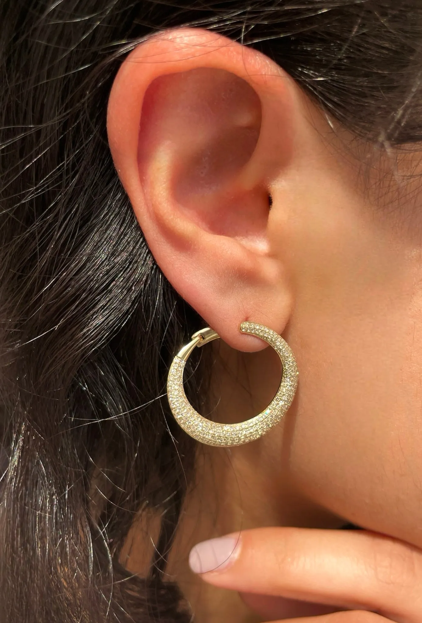 Yellow Gold Diamond Hoops ONLINE EXCLUSIVE sold by Meira T product image thumbnail 2
