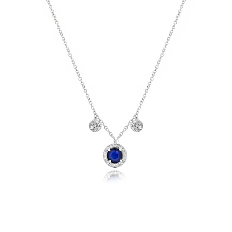 Dainty Blue Sapphire and Diamonds Necklace sold by Meira T