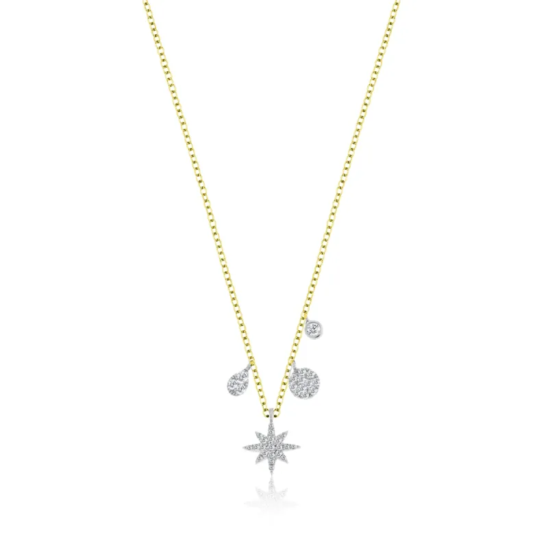 Yellow Gold Starburst Diamond Charm Necklace sold by Meira T