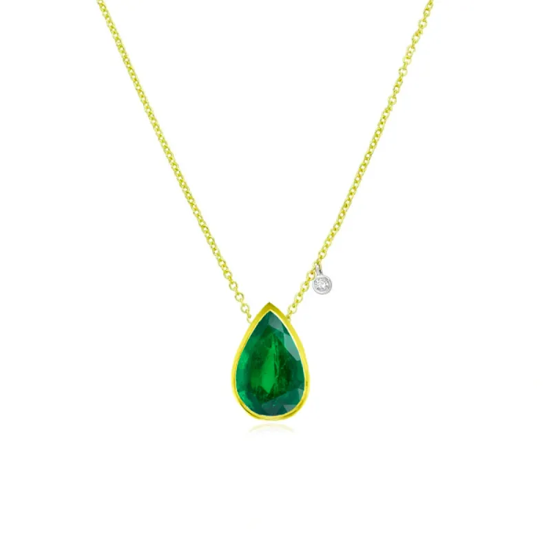 May Birthstone | Emerald Pear Necklace sold by Meira T