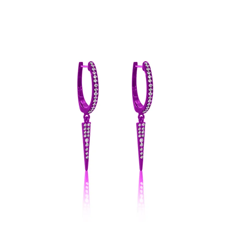 Groovy Purple Diamond Dagger Huggies sold by Meira T