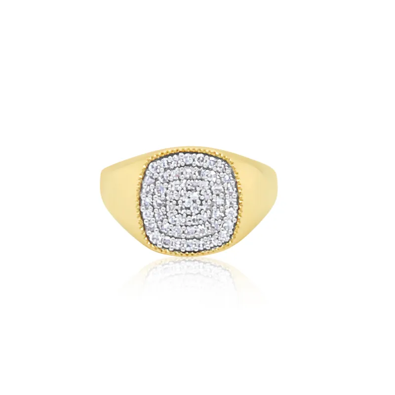 Yellow Gold Diamond Signet Pinky Ring ONLINE EXCLUSIVE sold by Meira T