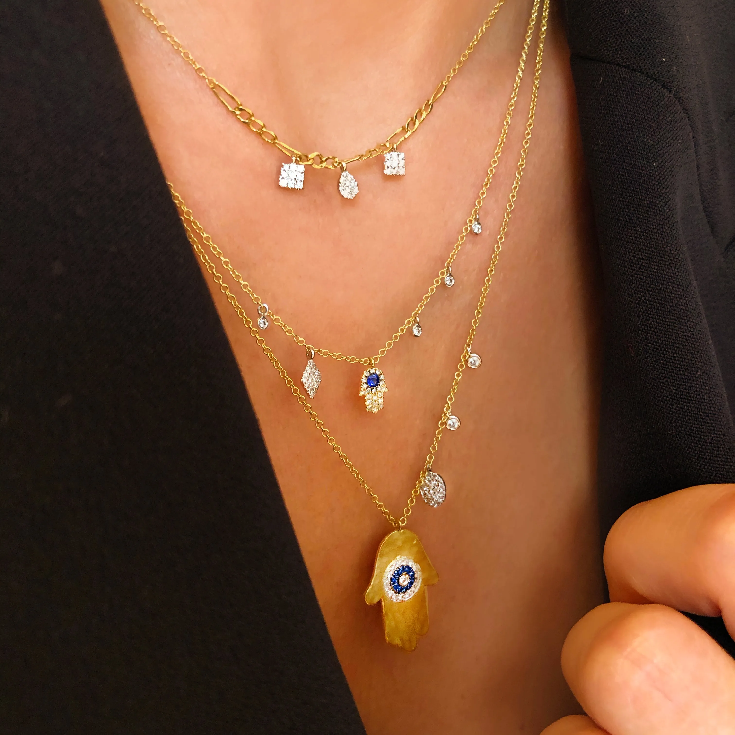 Hammered Hamsa Necklace sold by Meira T product image thumbnail 3