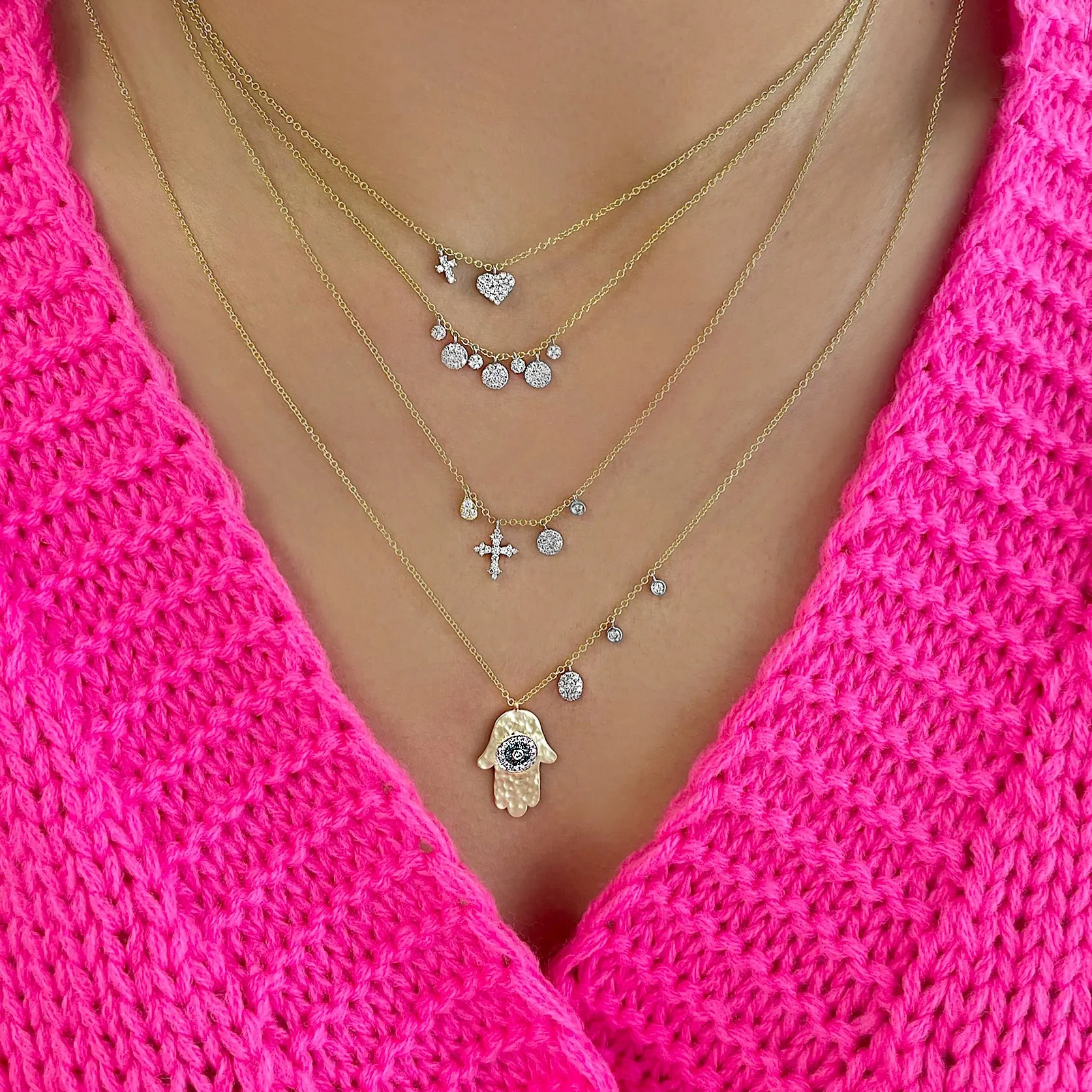 Hammered Hamsa Necklace sold by Meira T product image thumbnail 2