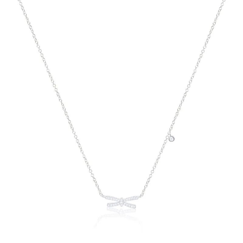 Diamond Bow Necklace sold by Meira T