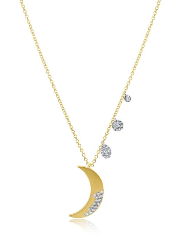 Yellow Gold Brushed Moon Necklace sold by Meira T