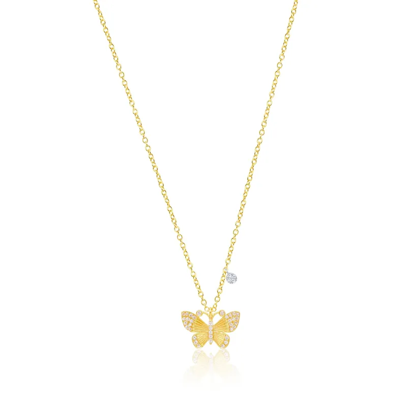 Yellow Gold Butterfly and Diamonds Necklace sold by Meira T