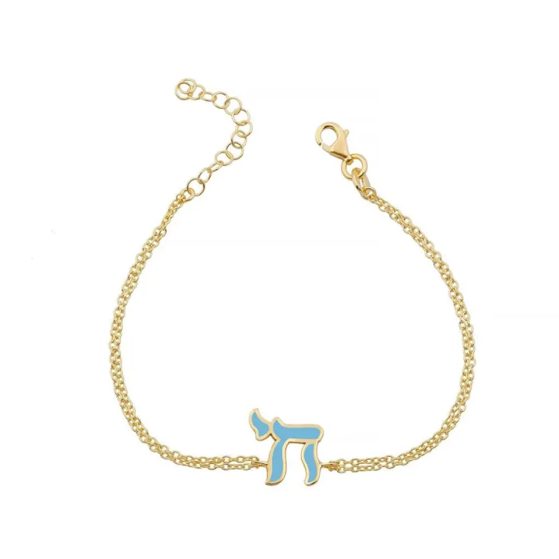 Light Blue Enamel Chai Bracelet sold by Meira T