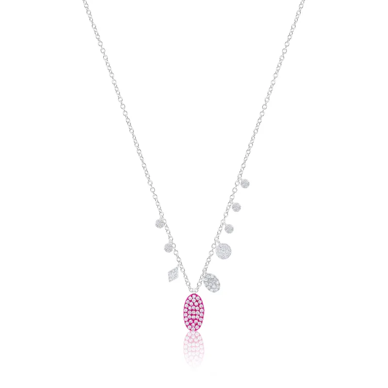 Electric Pink Diamond Charm Necklace sold by Meira T
