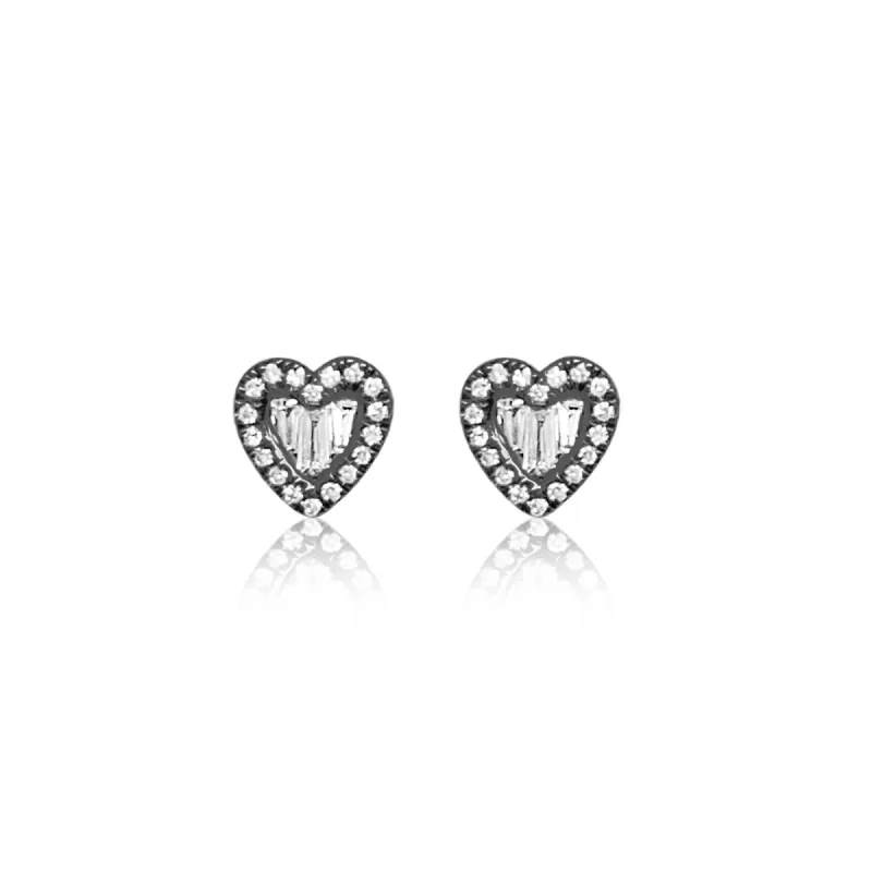 Space Black Diamond Heart Studs sold by Meira T