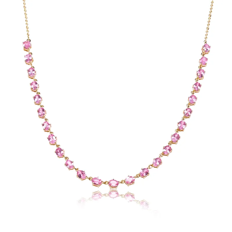 Pink Sapphire Tennis Necklace sold by Meira T