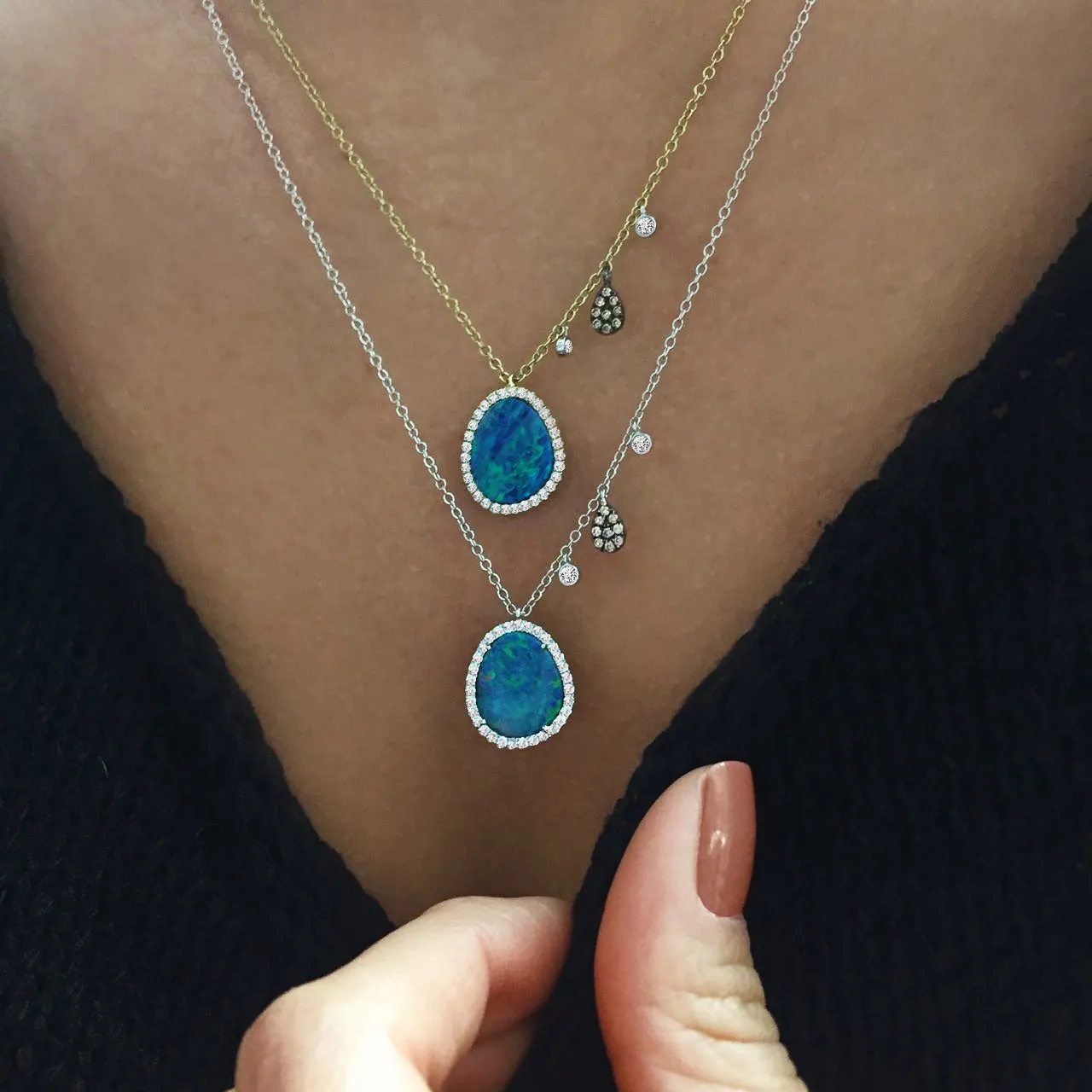 Opal and Yellow Gold Diamond Necklace sold by Meira T product image thumbnail 2