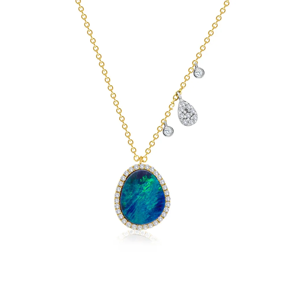Opal and Yellow Gold Diamond Necklace sold by Meira T