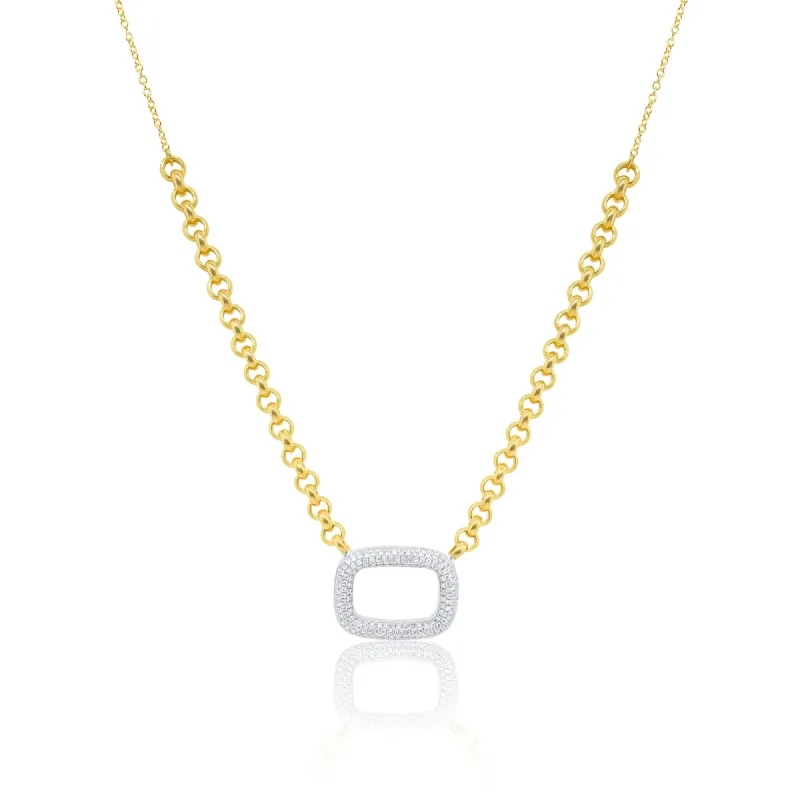Yellow Gold Pave Square Necklace sold by Meira T