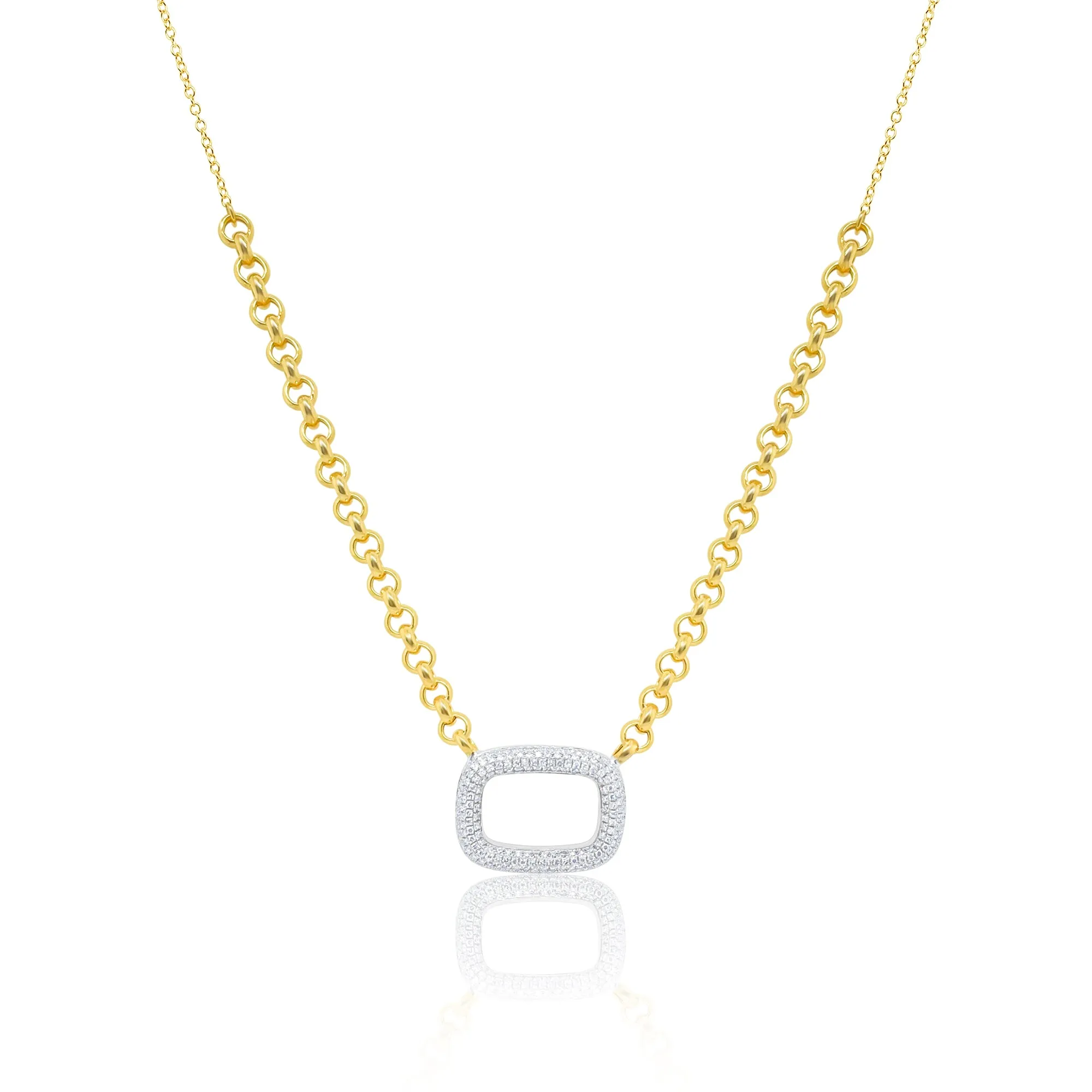 Yellow Gold Pave Square Necklace sold by Meira T