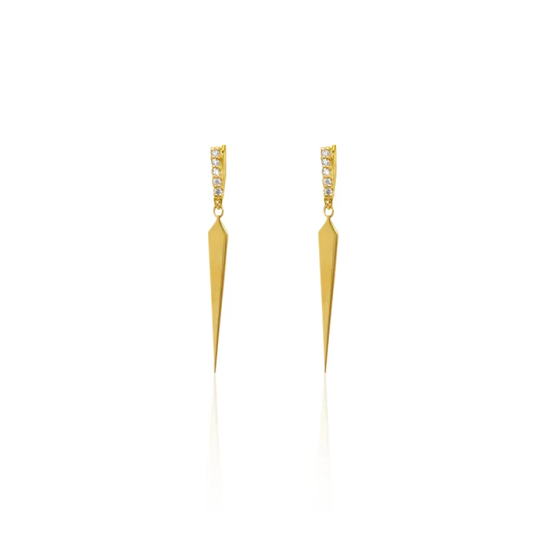 Yellow Gold Diamond Dagger Earrings sold by Meira T