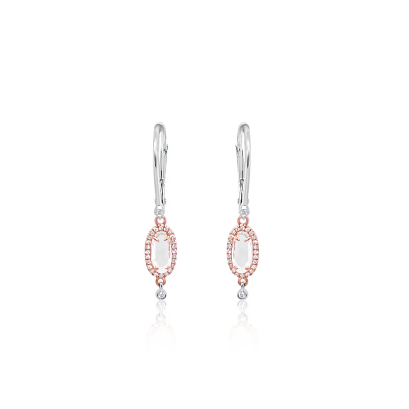 Dainty Rose Gold White Topaz Drop Earrings sold by Meira T