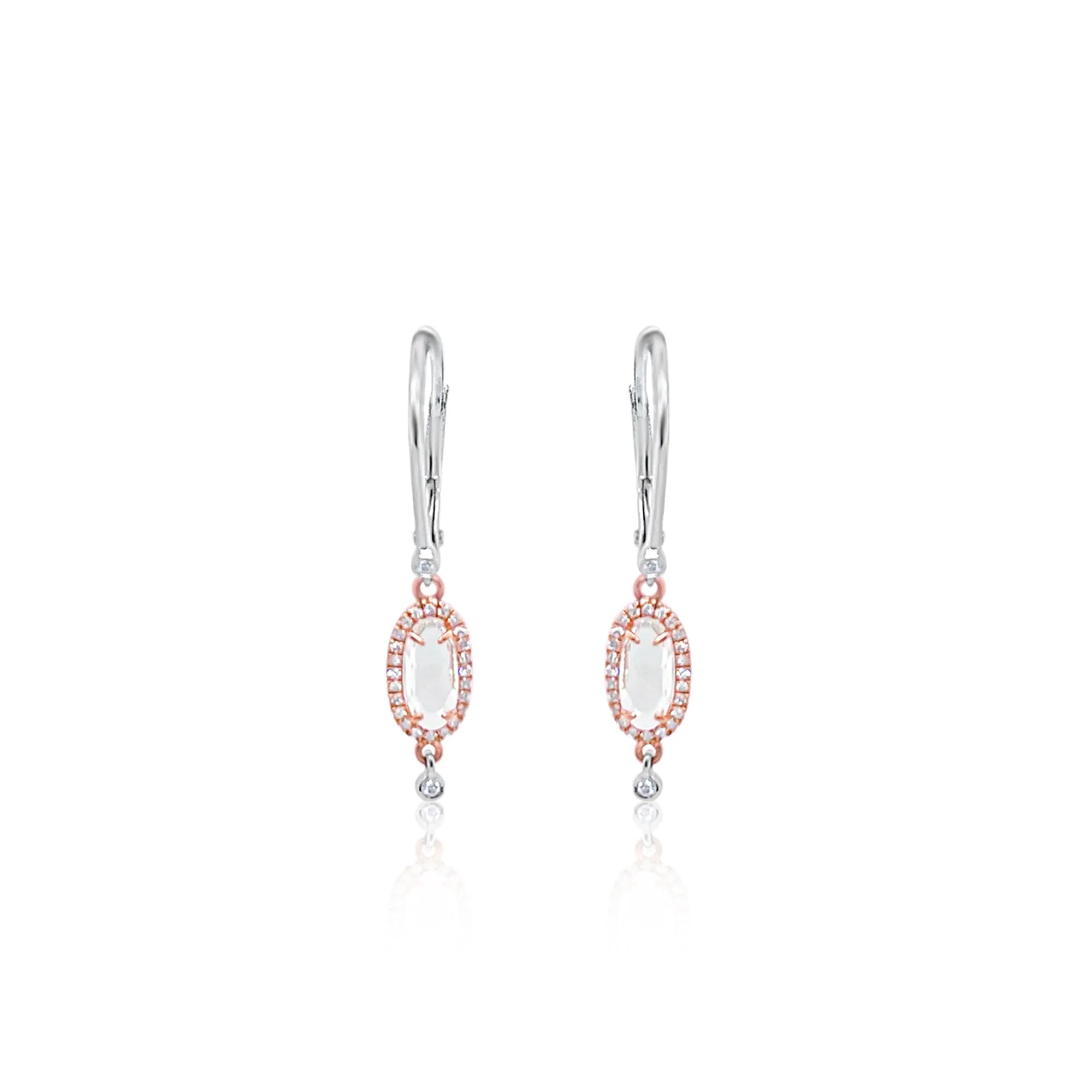Dainty Rose Gold White Topaz Drop Earrings sold by Meira T