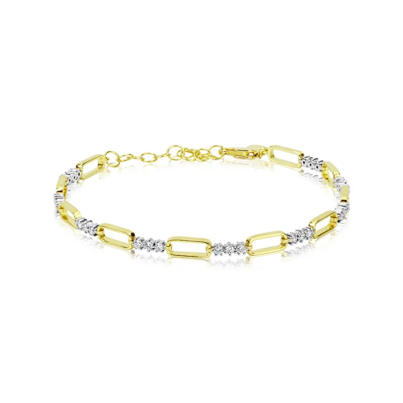 Alternating Diamond and Paperclip Chain Bracelet sold by Meira T