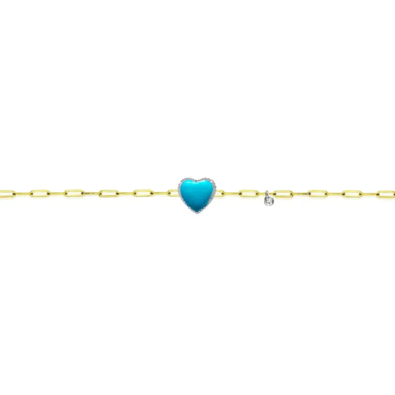 Turquoise Heart Paperclip Bracelet sold by Meira T