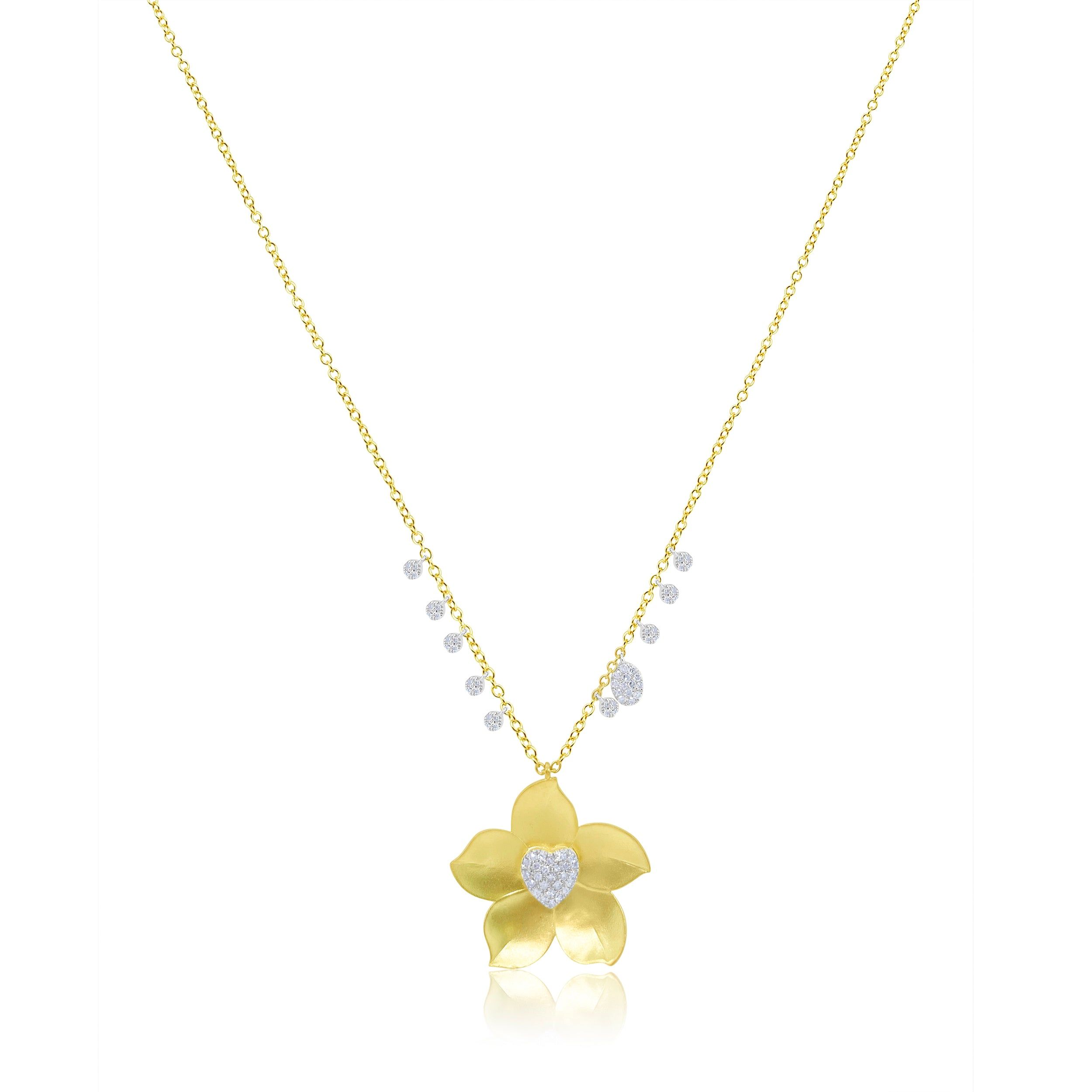 Yellow Gold Flower Necklace sold by Meira T