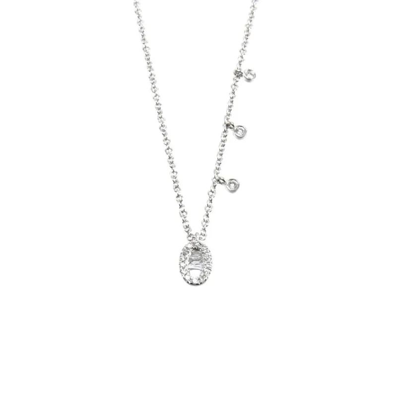White Gold Diamond Baguette and Bezel Necklace sold by Meira T