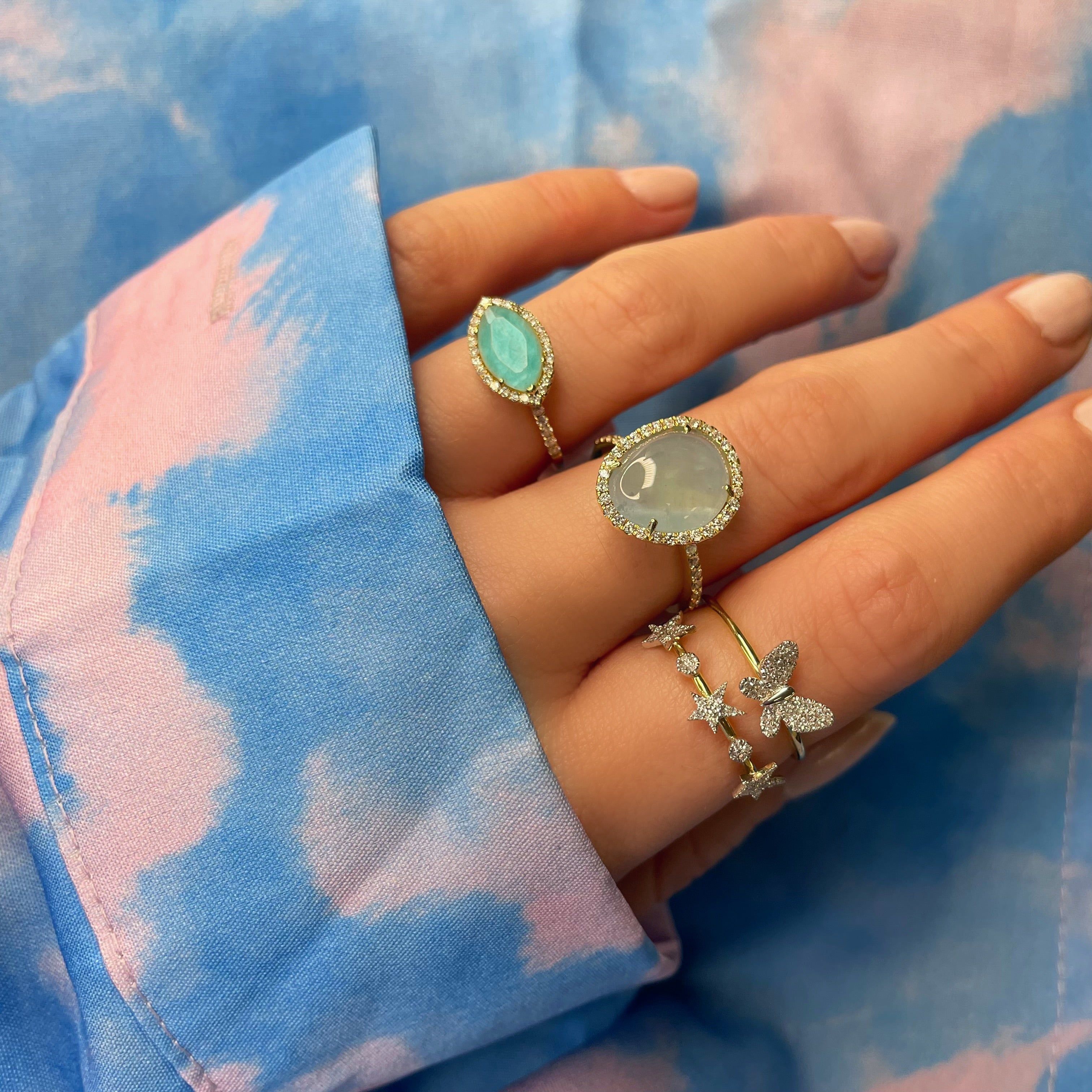 Amazonite Ring with Diamond Border sold by Meira T product image thumbnail 2