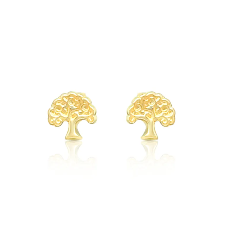 Dainty Yellow Gold Tree Studs sold by Meira T
