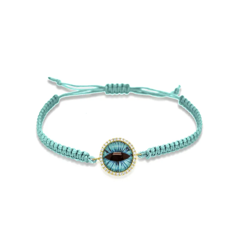 Brown Diamond and Blue Eye Light Blue Chord Bracelet sold by Meira T