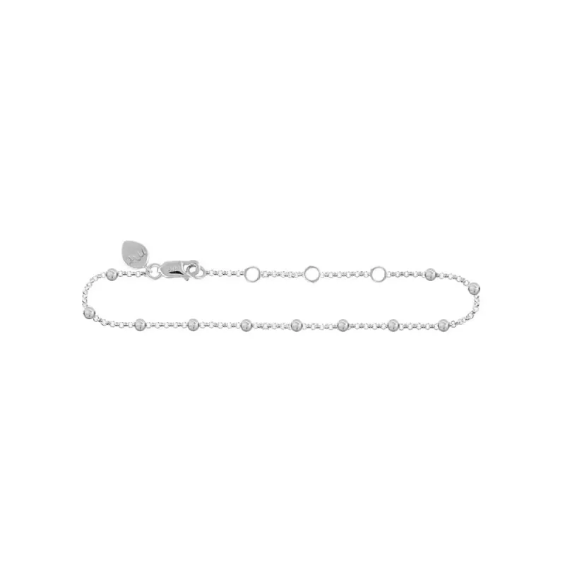 14 kt White Gold Bead Anklet 9 Inches Adjustable sold by Meira T