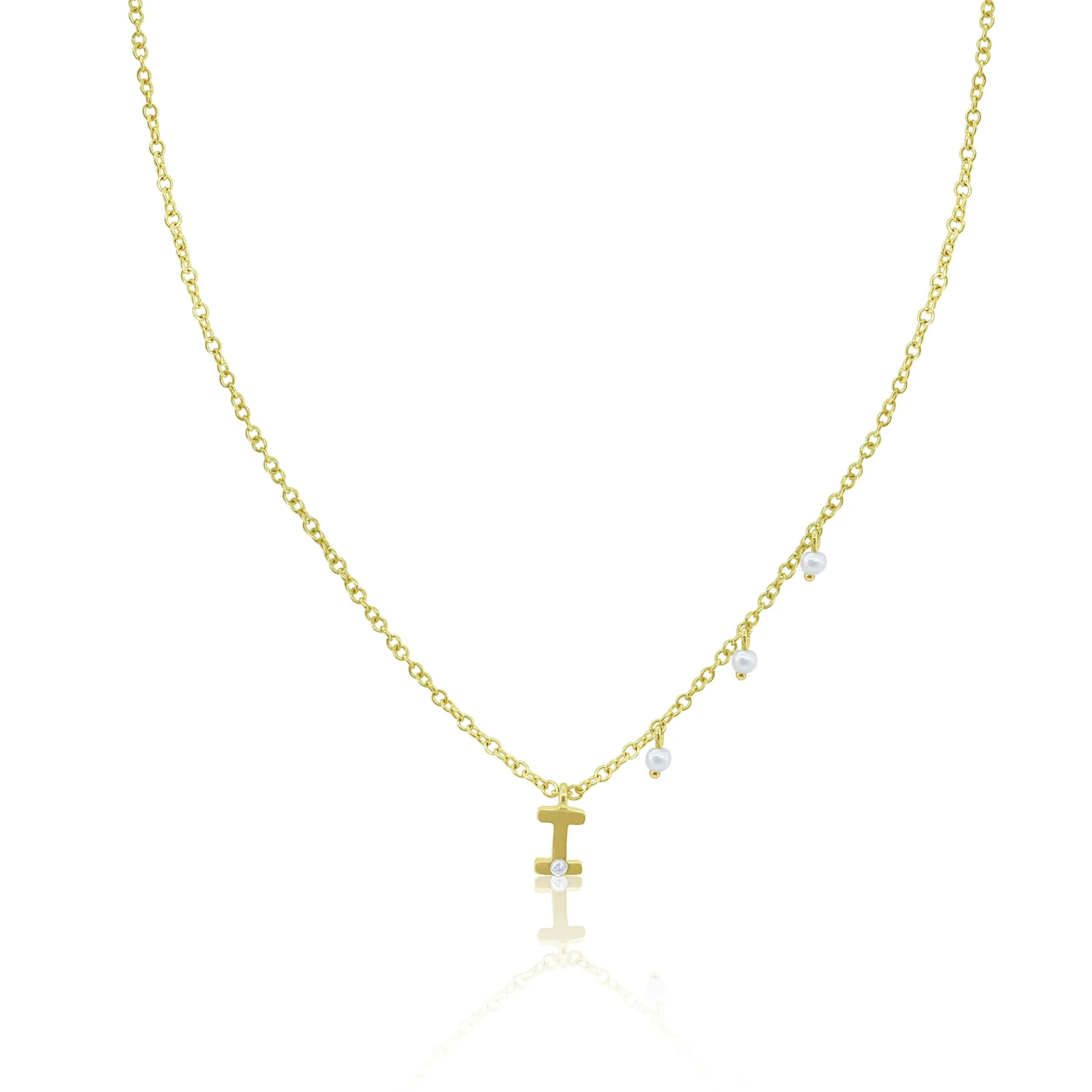 Yellow Gold Initial I Necklace sold by Meira T