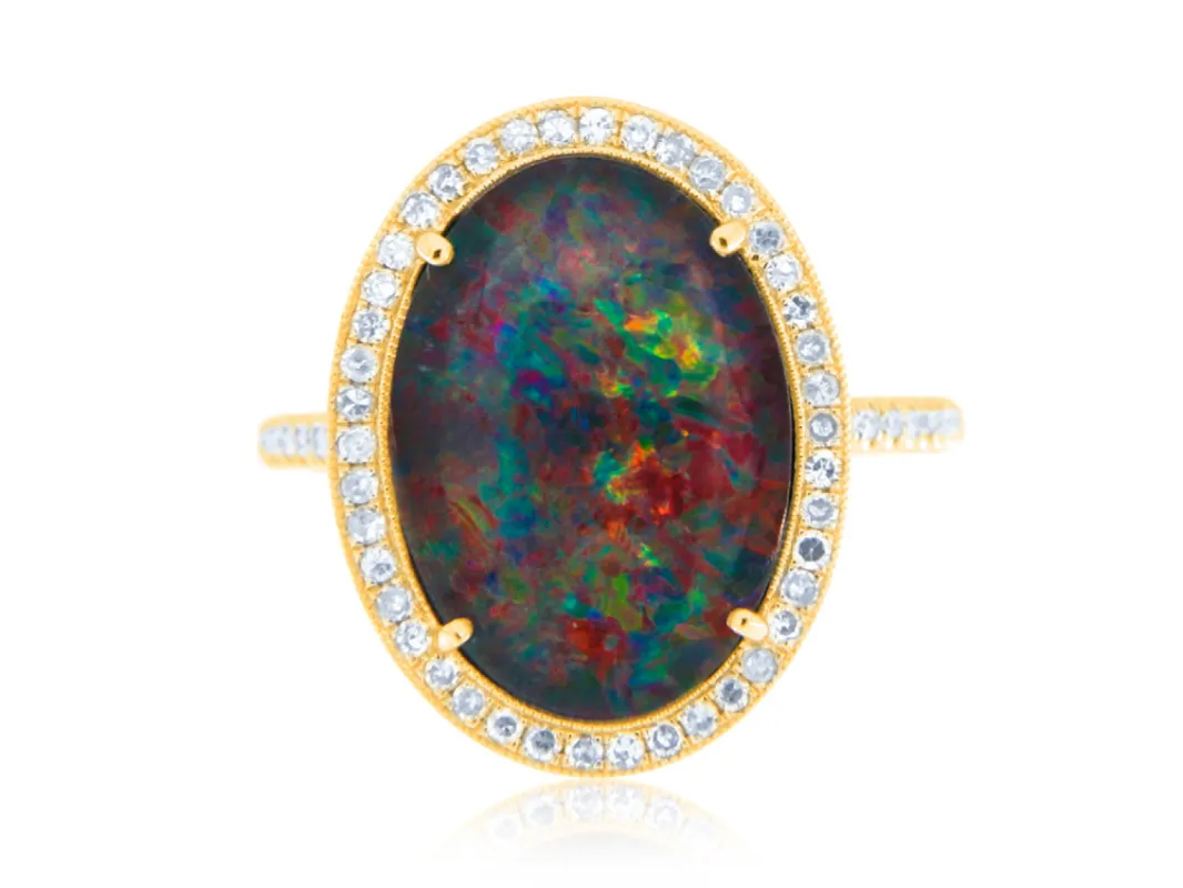 Yellow Gold Opal Cocktail Ring sold by Meira T
