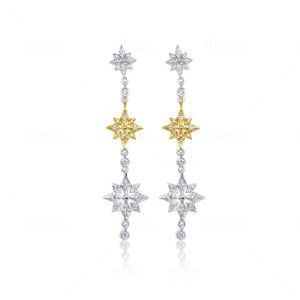 Two Tone Drop Diamond Starburst Earrings sold by Meira T