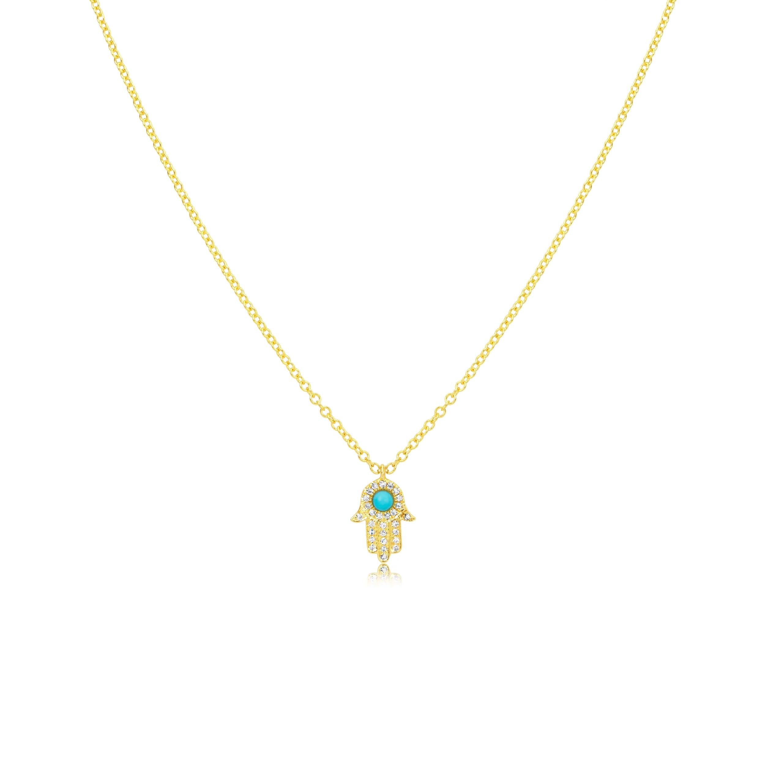 Turquoise Hamsa Necklace sold by Meira T
