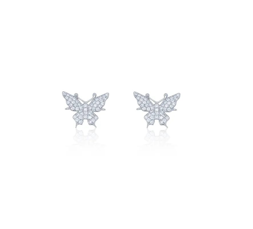 White Gold And Diamond Butterfly Studs sold by Meira T