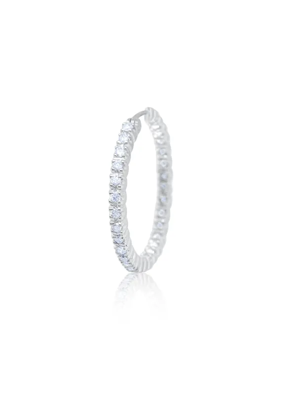 White Gold Diamond Hoop Half Pair sold by Meira T