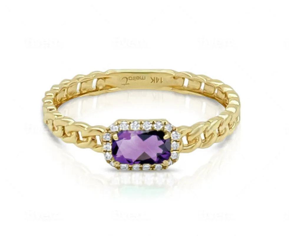 February Yellow Gold Amethyst Birthstone Ring sold by Meira T