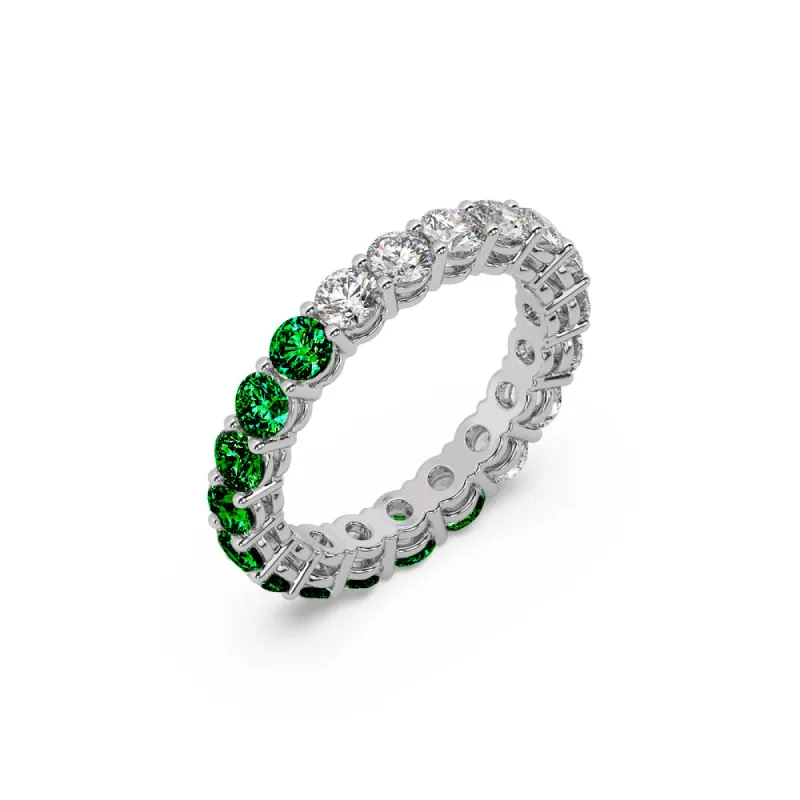 Half and Half Emerald and Diamond Eternity Band sold by Meira T