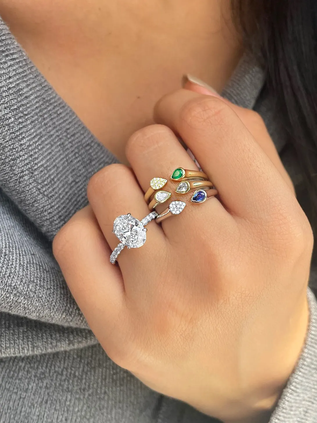 Yellow Gold Emerald Open Pave Diamond Ring sold by Meira T product image thumbnail 2