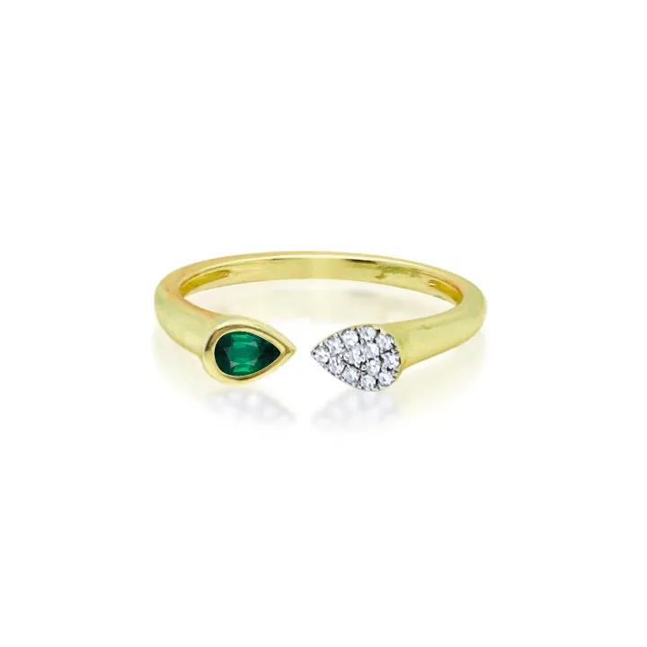Yellow Gold Emerald Open Pave Diamond Ring sold by Meira T