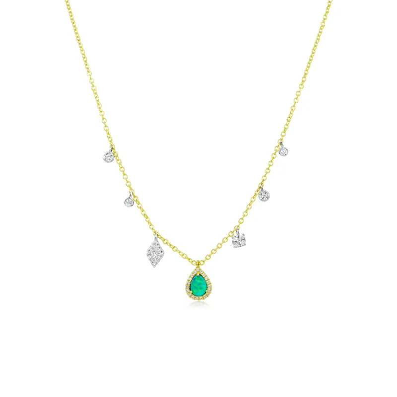 Dainty Emerald and Diamond Charms Necklace sold by Meira T
