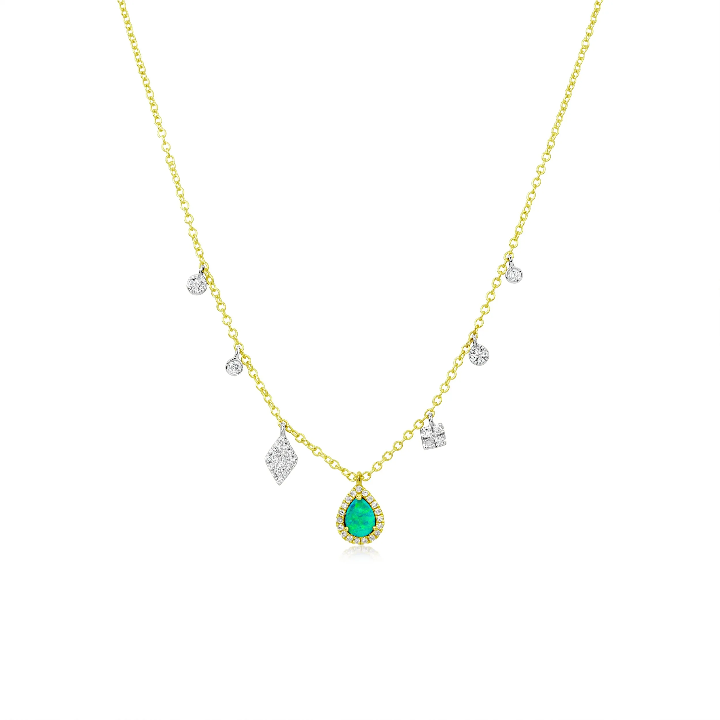 Dainty Emerald and Diamond Charms Necklace sold by Meira T
