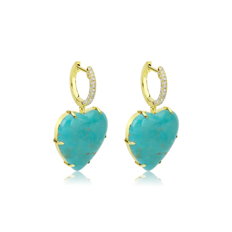 Turquoise Heart Statement Earrings sold by Meira T